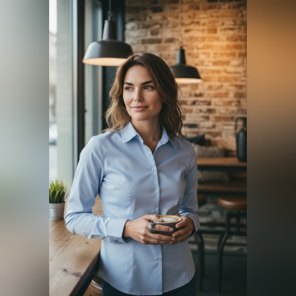 Ann Taylor Tops - Ann Taylor Turquoise Button-Down Long Sleeve Blouse